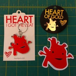 I Heart Guts Keychain Pin and Sticker Set Kawaii Bag Charm -- Cute Gift!